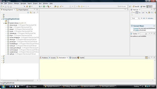 Selenium Tutorial – Give Project name as GooglePageRankFinder Selenium Tutorial – Give Project name as GooglePageRankFinder