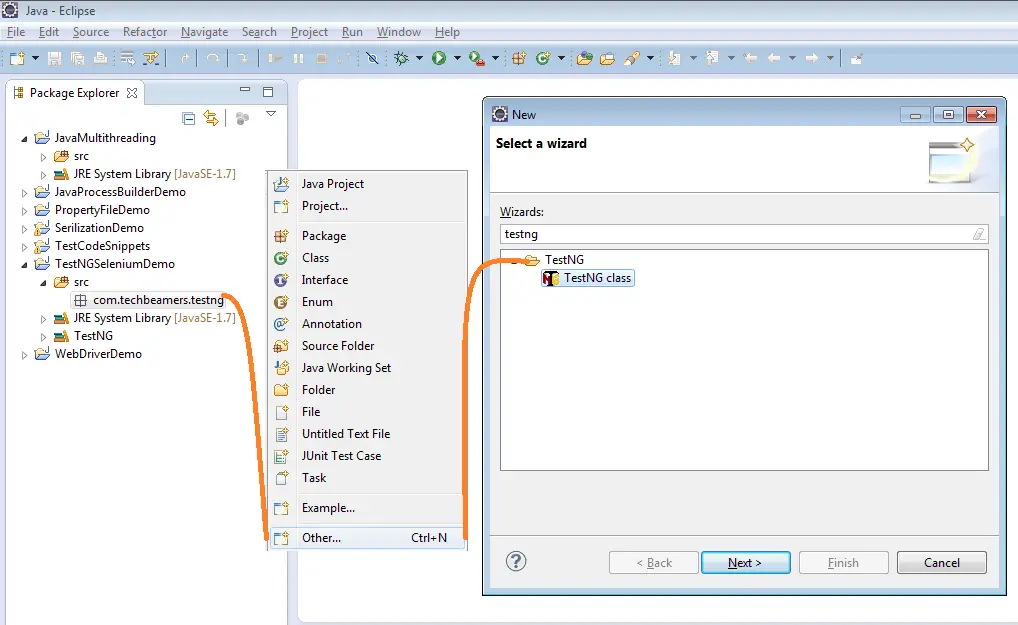 Adding TestNG Test Case Class