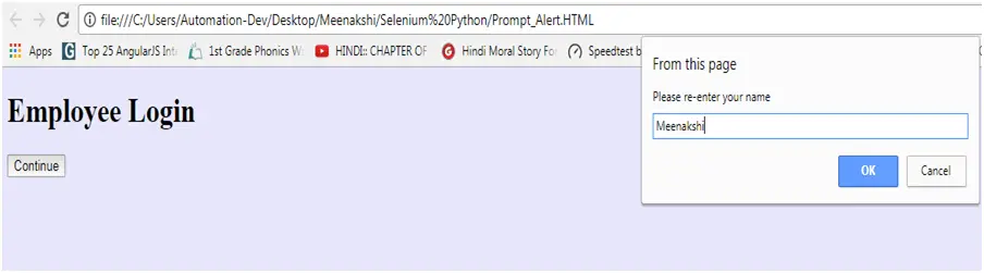 Handle Alert # Prompt Popup Box