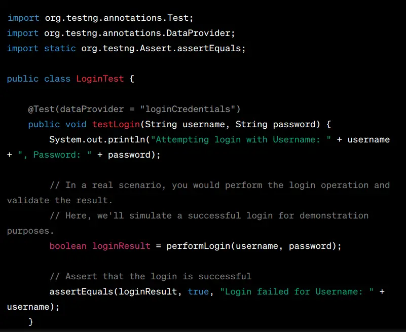 Fully working code to test the login functionality