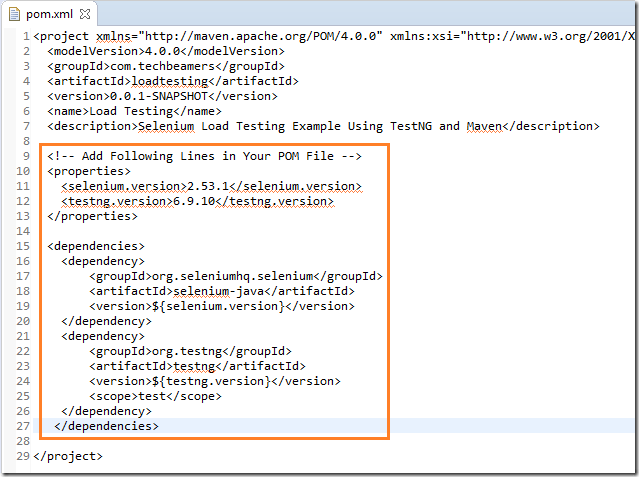 WebDriver Maven Project - Update POM File Update POM File